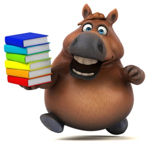 cartoon horse with books